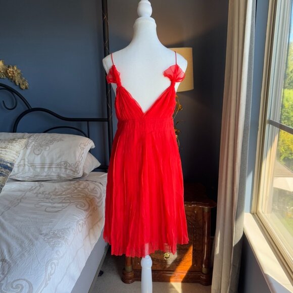 Red 100% Silk Club Monaco Mini Cocktail Dress - Picture 5 of 15
